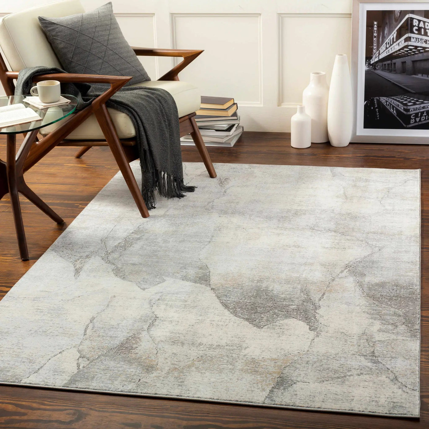 Hulme Gray Marble Luxe Rug by Boutique Rugs