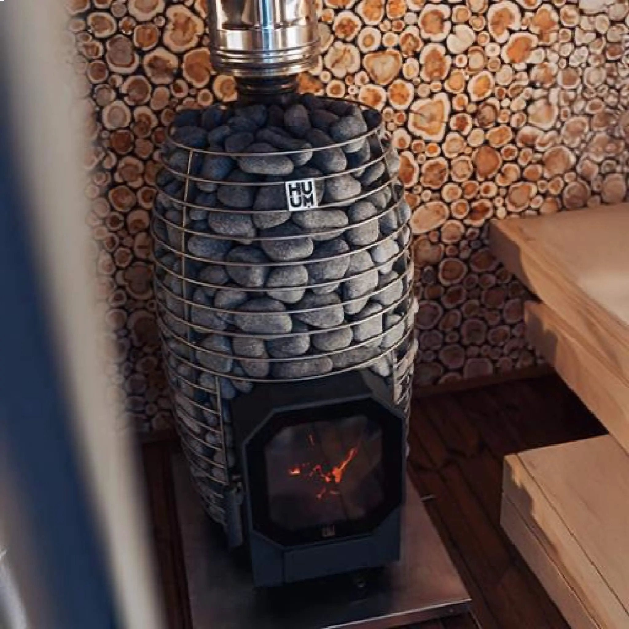 Huum Hive Flow Mini LS 8.5KW Wood-Burning Sauna Stove With Firebox Extension & Sauna Stones [H1018012] (SAK60257) by SAKSBY WHOLESALE