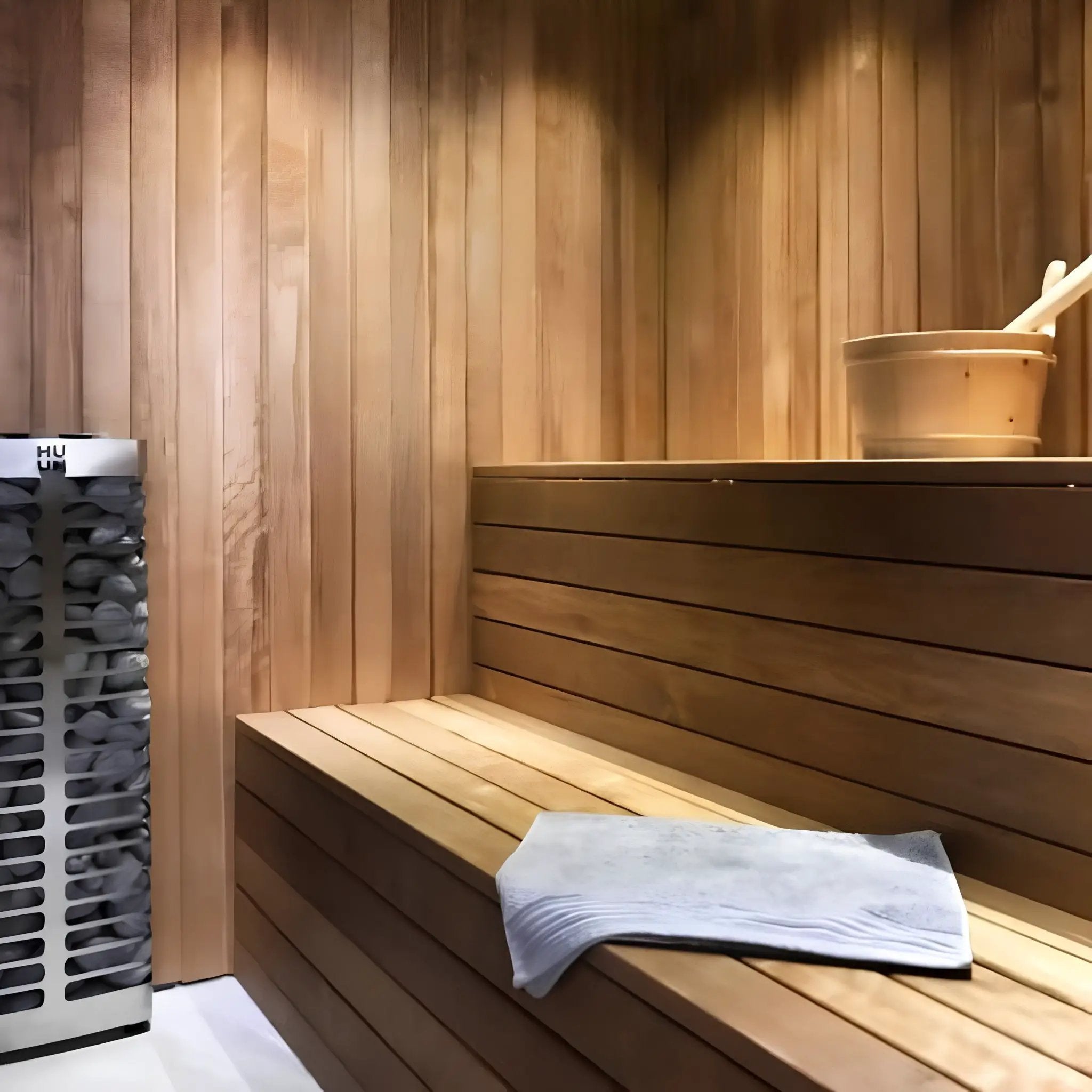 Huum Steel Mini Series 4 Stainless Steel Wall Mount 3.5KW Sauna Heater With Digital Controller & Sauna Stones (SAK91573) by SAKSBY WHOLESALE