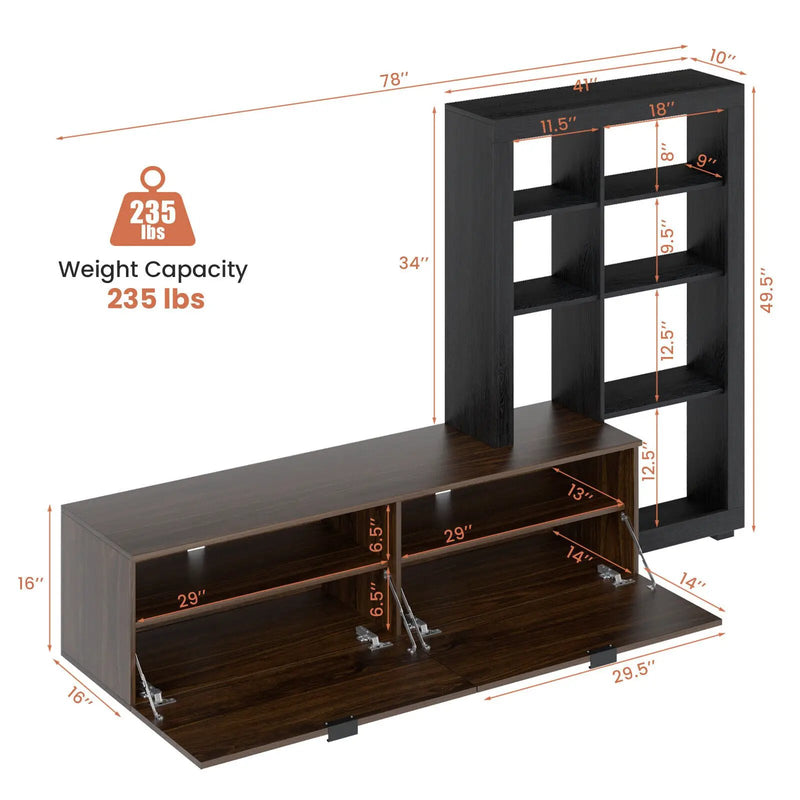 2-In-1 TV Stand with 4-tier Bookshelf for TVs up to 50 Inch by DirectDeals