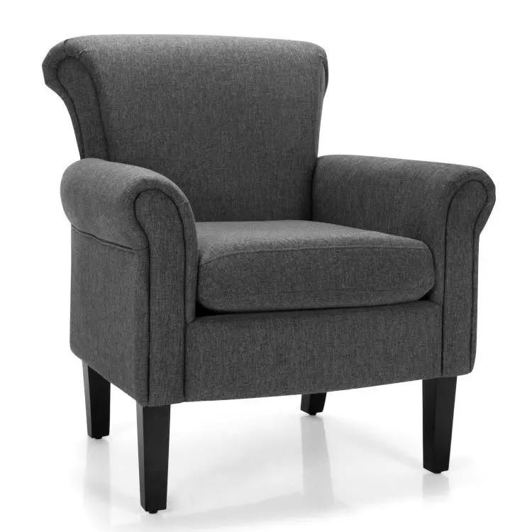 Upholstered Fabric Accent Chair with Adjustable Foot Pads by DirectDeals