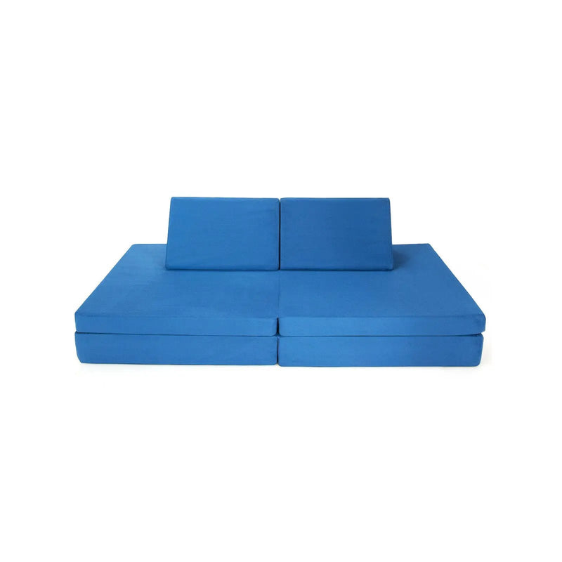 4 Pieces Convertible Kids Couch Set with 2 Folding Mats-Yellow by DirectDeals