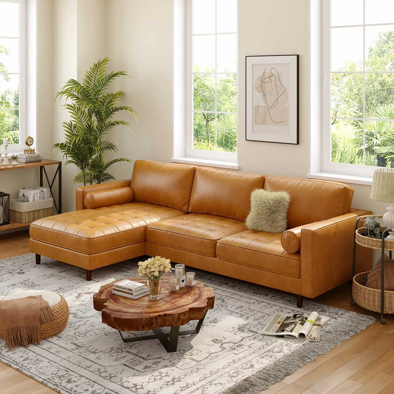 3-Seat L-Shaped Sectional Sofa Couch for Living Room-Brown by DirectDeals