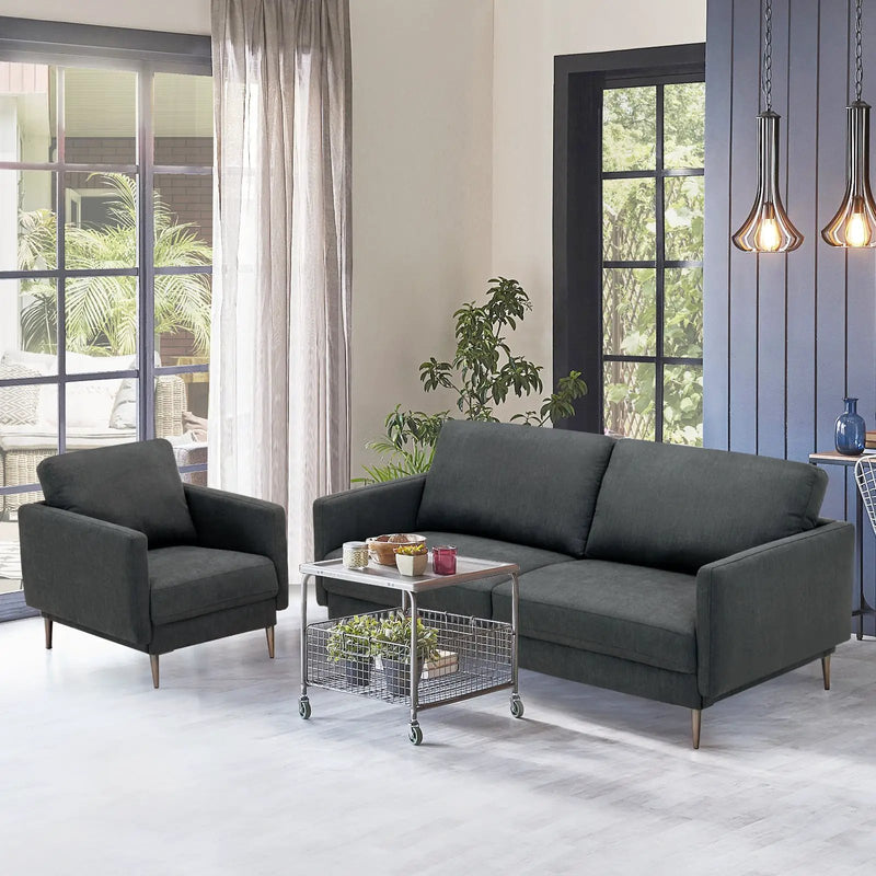 Modern Loveseat with Comfy Backrest Cushions by DirectDeals