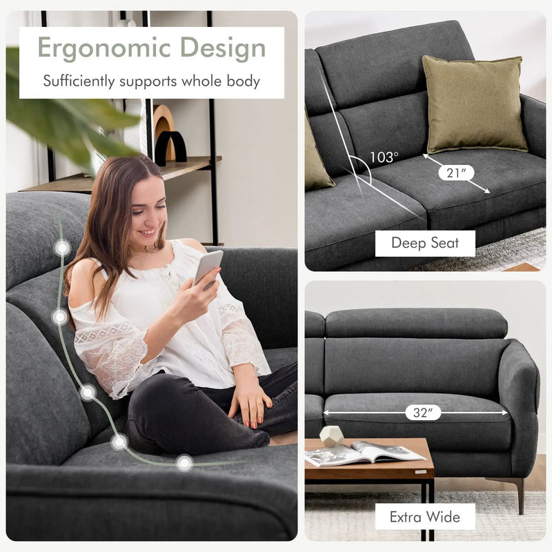 Modern Couched Sofa set with Adjustable Headrest by DirectDeals