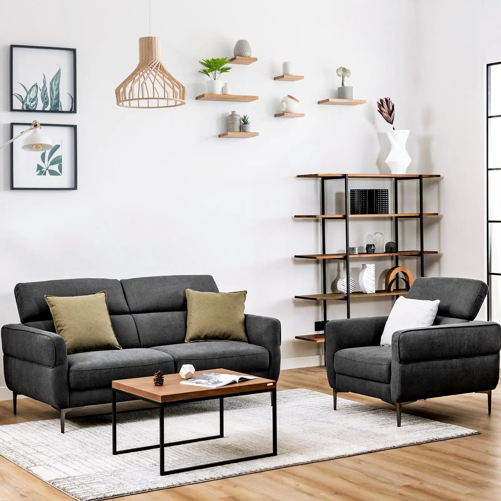 72.5 Inch Modern Fabric Loveseat Sofa Couch with Adjustable Headrest by DirectDeals