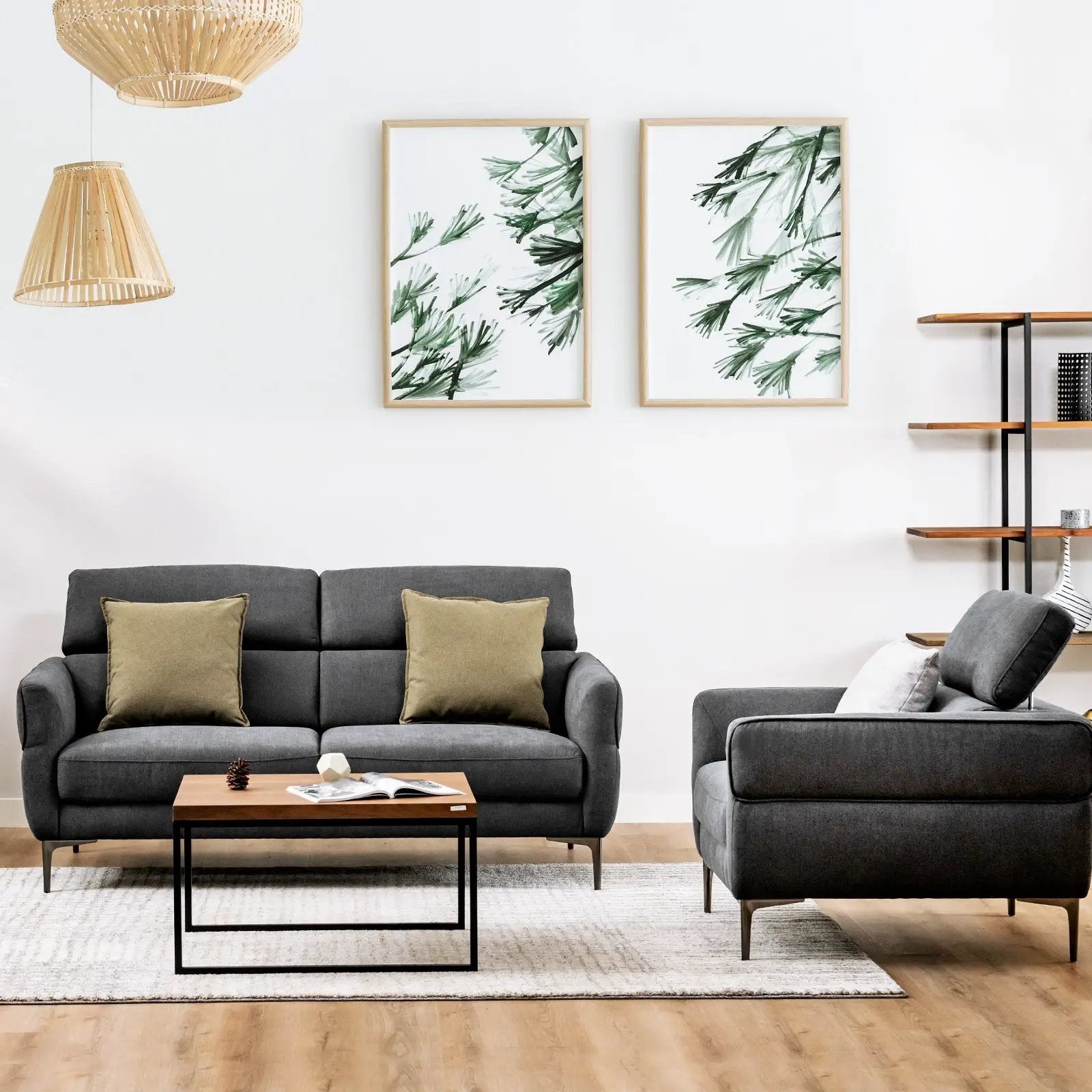 Modern Couched Sofa set with Adjustable Headrest by DirectDeals