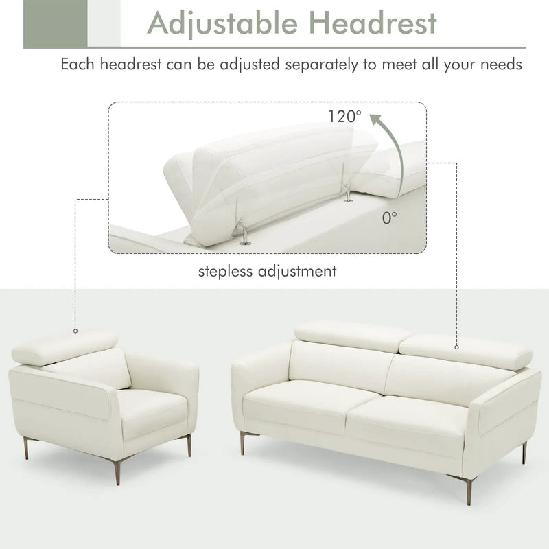 Modern Couched Sofa set with Adjustable Headrest by DirectDeals