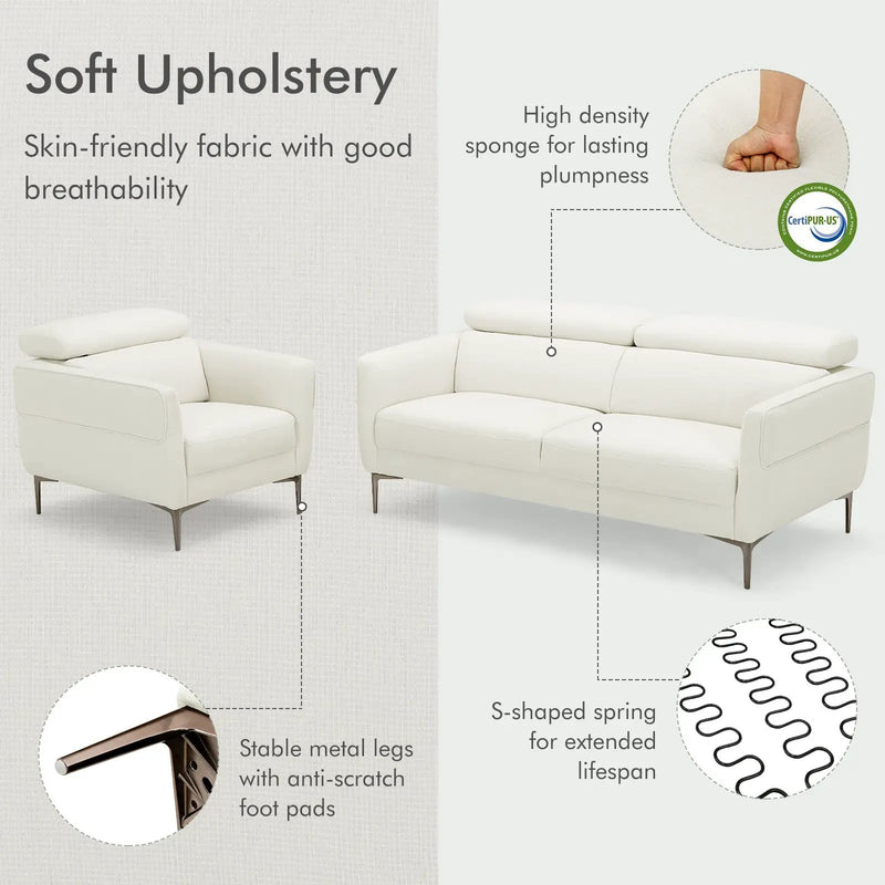 Modern Couched Sofa set with Adjustable Headrest by DirectDeals