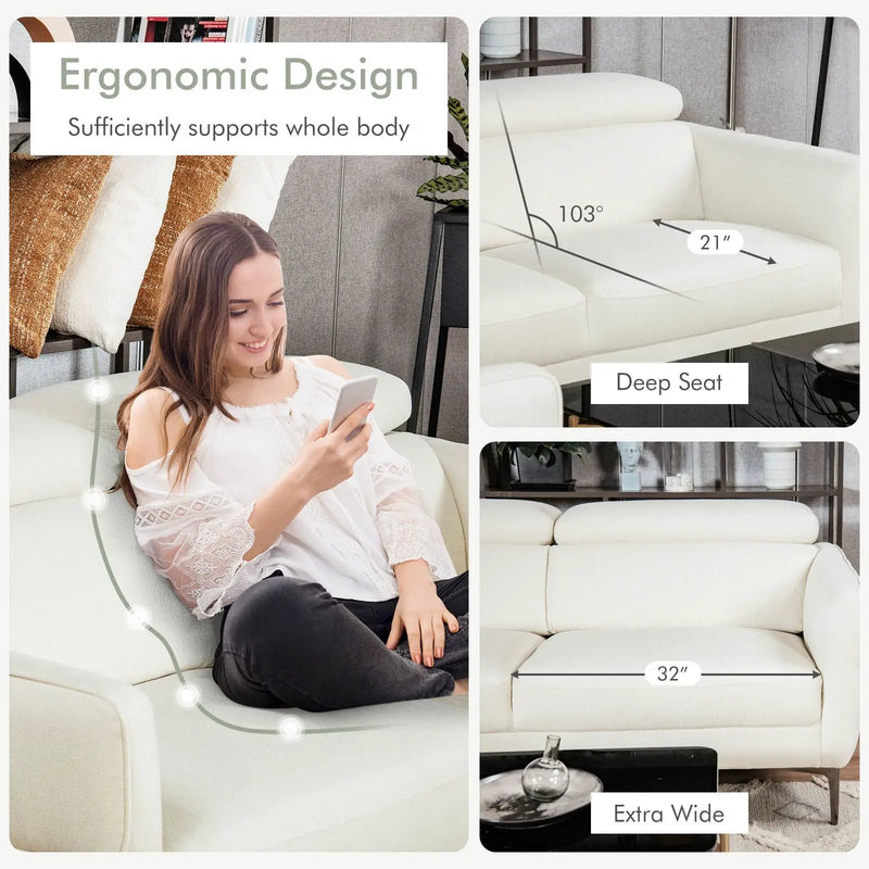 Modern Couched Sofa set with Adjustable Headrest by DirectDeals