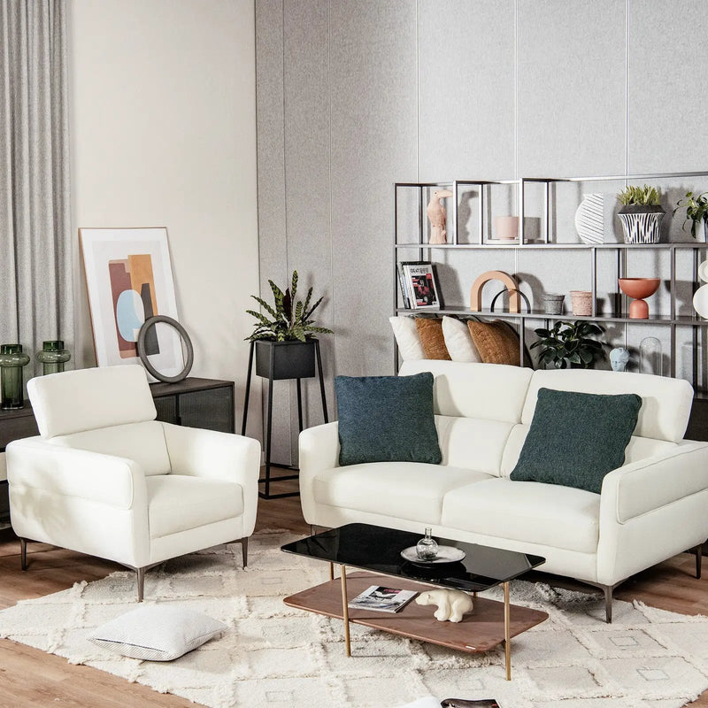 Modern Couched Sofa set with Adjustable Headrest by DirectDeals