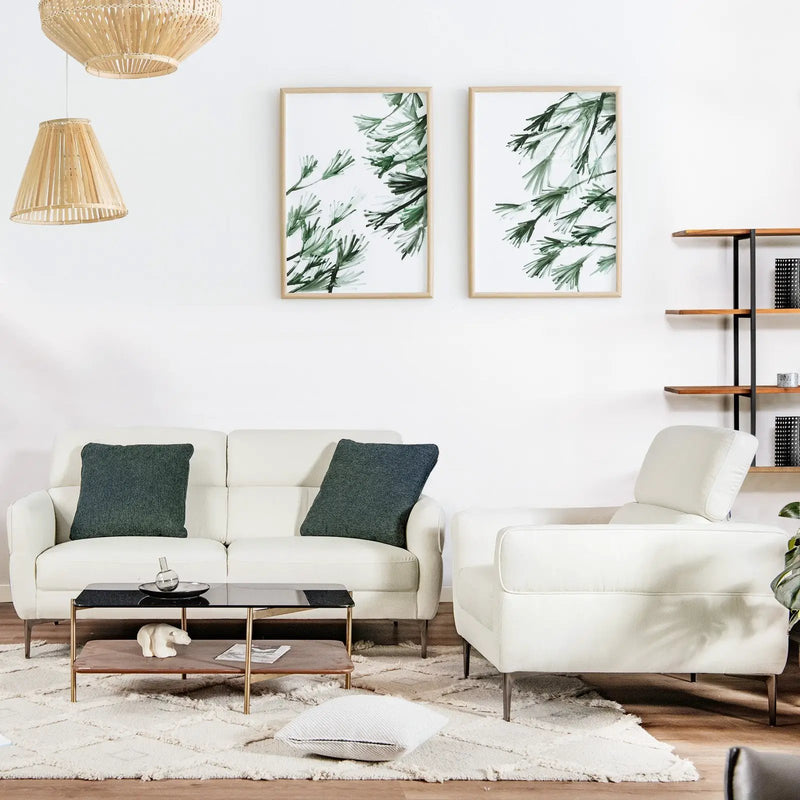 Modern Couched Sofa set with Adjustable Headrest by DirectDeals