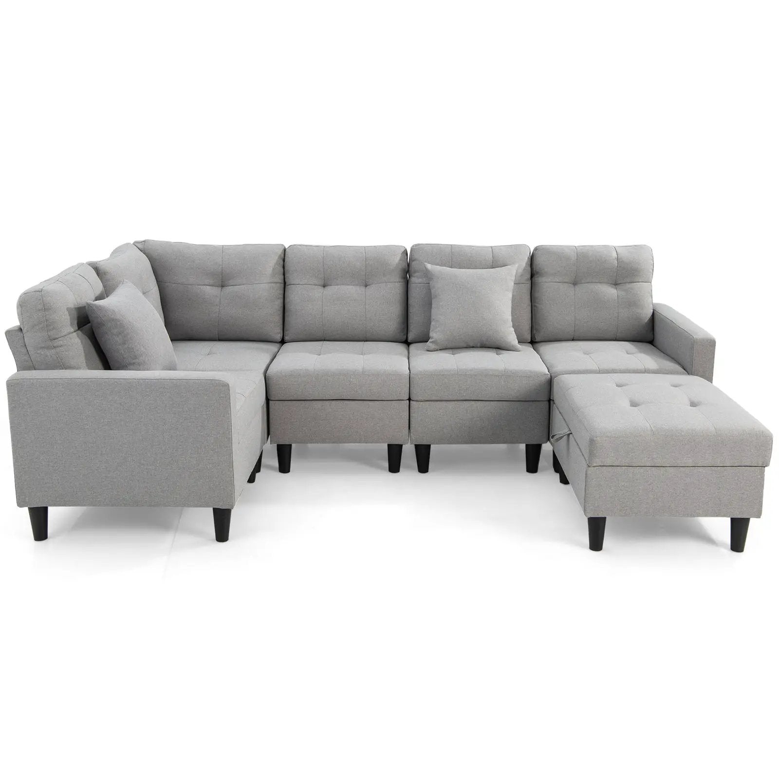L-shaped Sectional Corner Sofa Set with Storage Ottoman by DirectDeals
