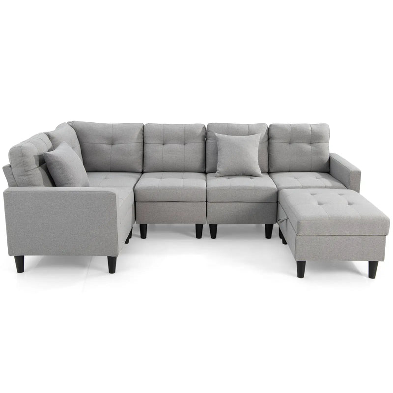 L-shaped Sectional Corner Sofa Set with Storage Ottoman by DirectDeals