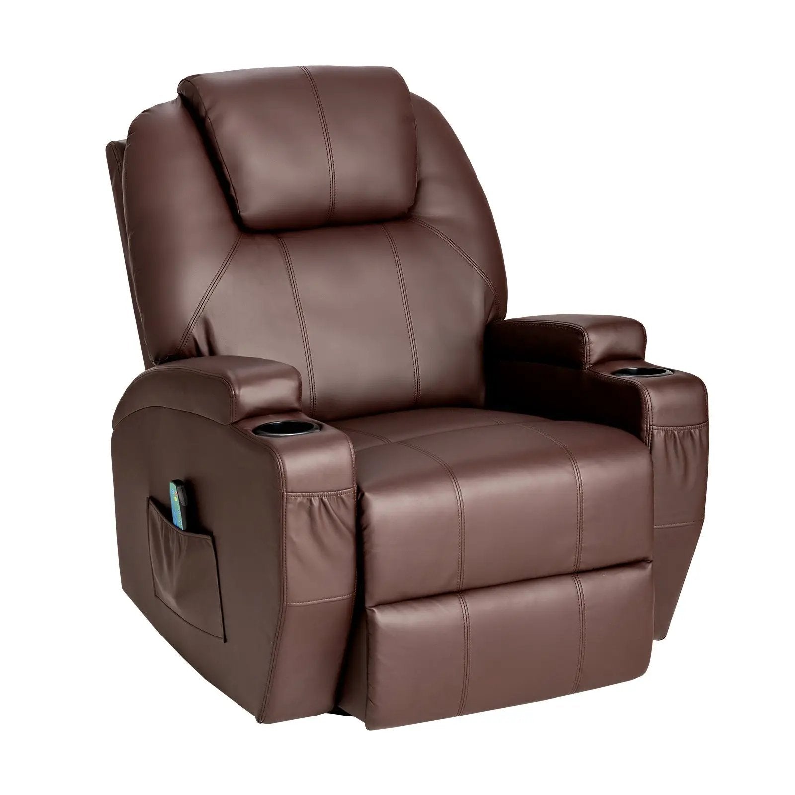 360-Degree Swivel Massage Recliner Chair with Remote Control for Home-Brown by DirectDeals