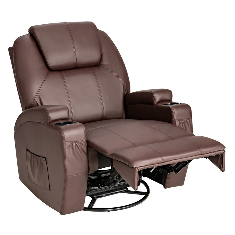 360-Degree Swivel Massage Recliner Chair with Remote Control for Home-Brown by DirectDeals