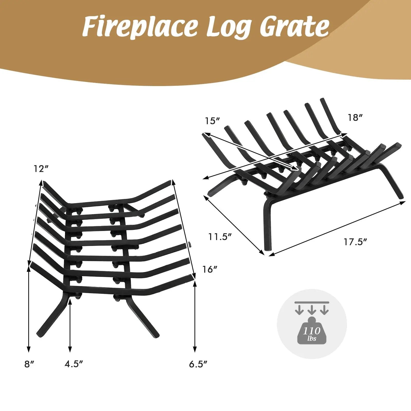 31/25/18 Inch Fireplace Grate for Outdoor Fire Pit by DirectDeals