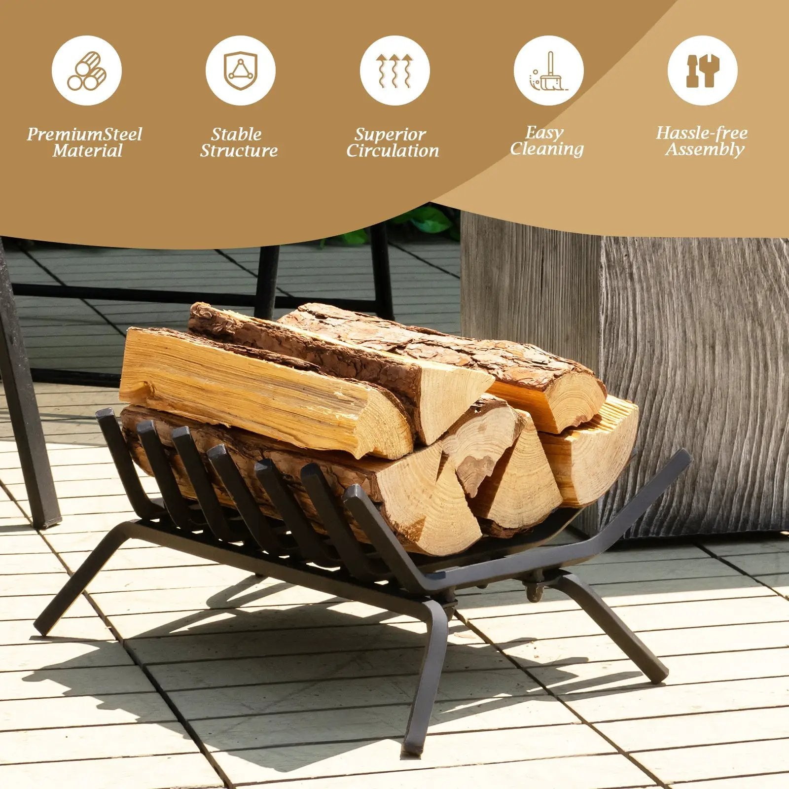 31/25/18 Inch Fireplace Grate for Outdoor Fire Pit by DirectDeals