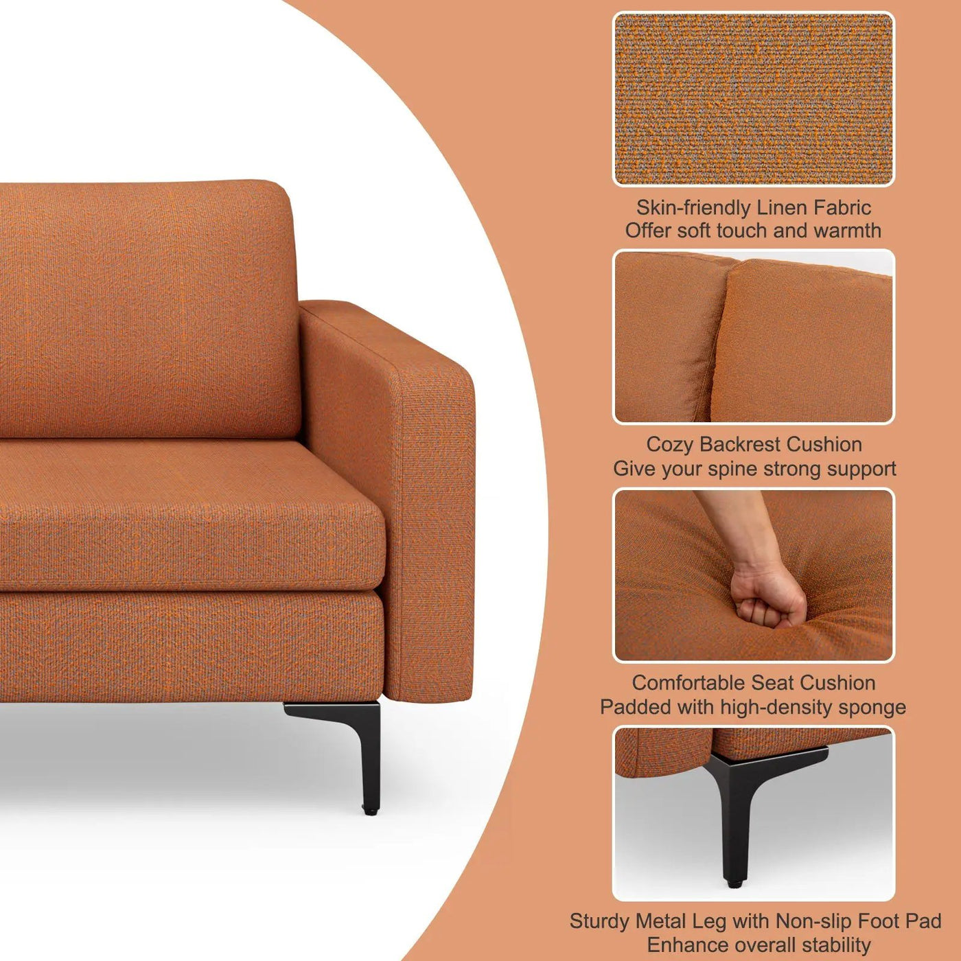Convertible Leather Sofa Couch with Magazine Pockets 3-Seat with 2 USB Port by DirectDeals