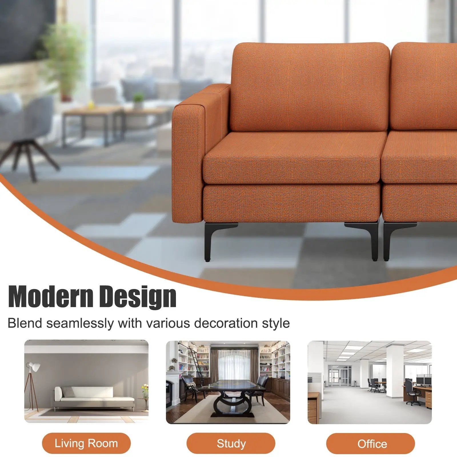 Convertible Leather Sofa Couch with Magazine Pockets 3-Seat with 2 USB Port by DirectDeals
