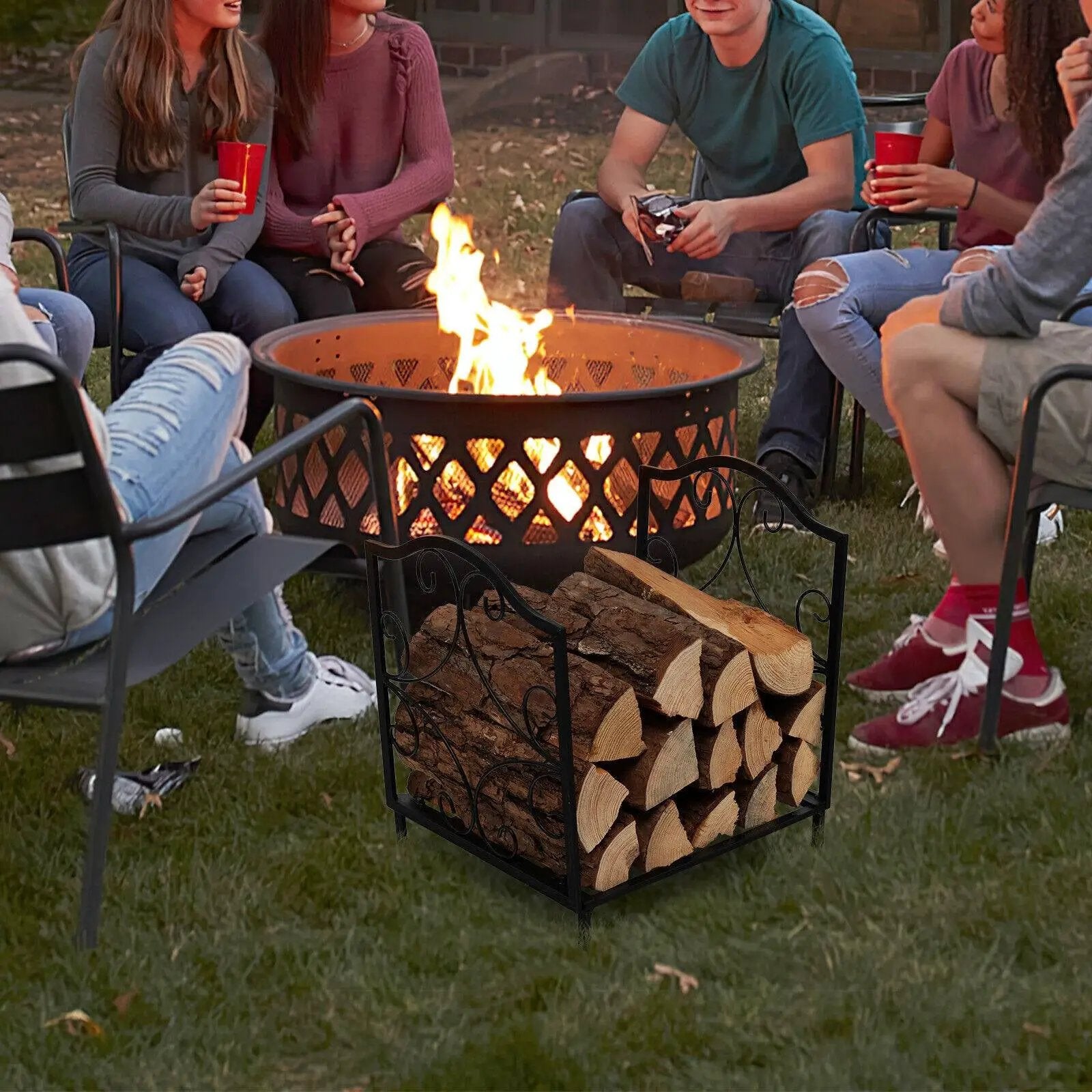 Heavy-Duty Steel Firewood Log Rack by DirectDeals
