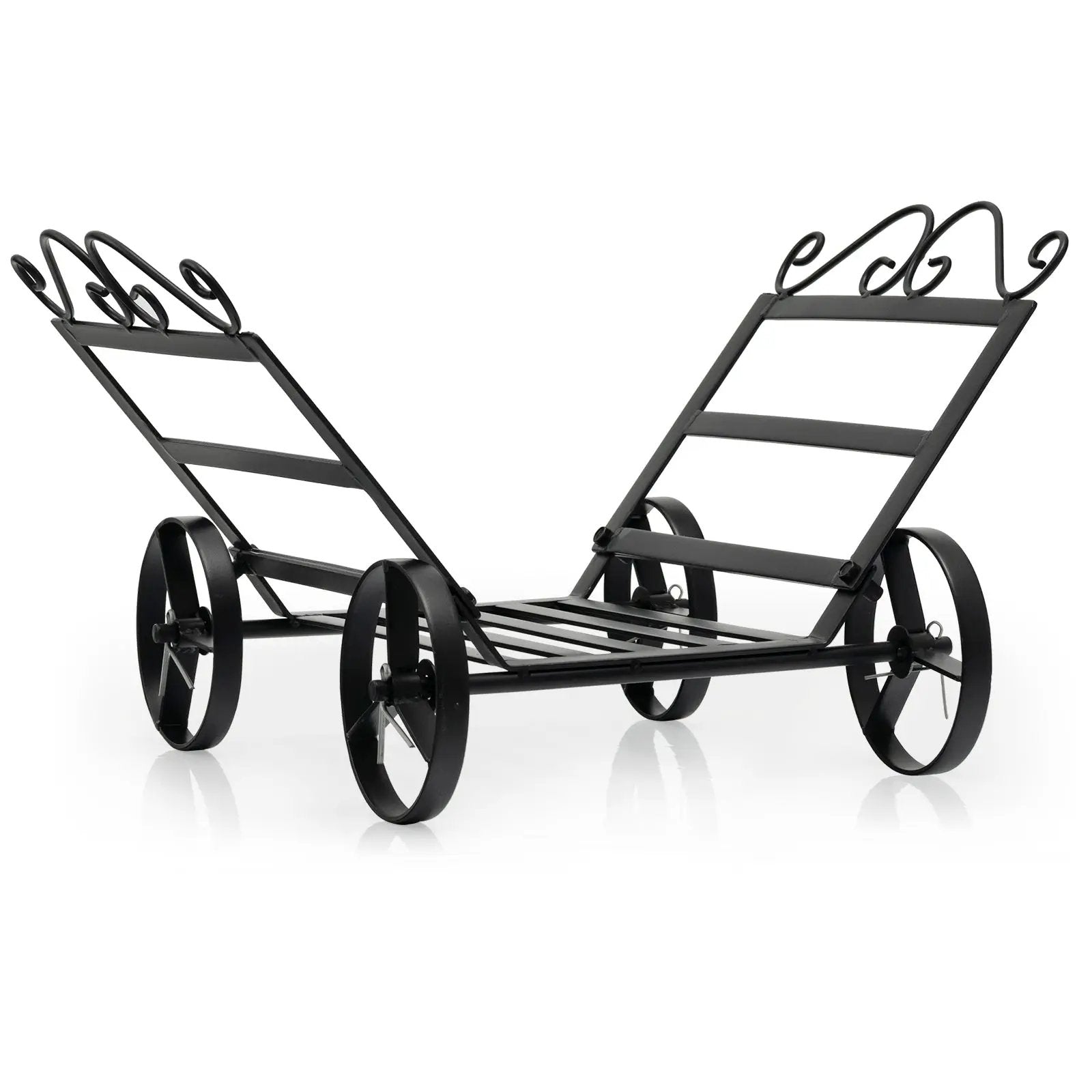 Firewood Rack Decorative Rustproof Steel Fireplace Log Holder with Wheels by DirectDeals