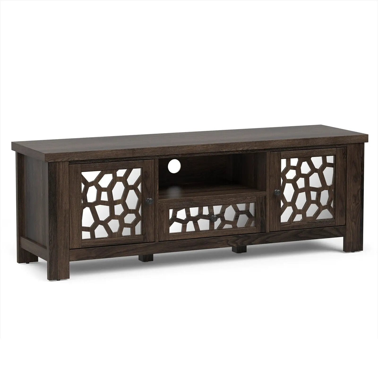55 Inch Retro TV Stand Media Entertainment Center with Mirror Doors and Drawer by DirectDeals
