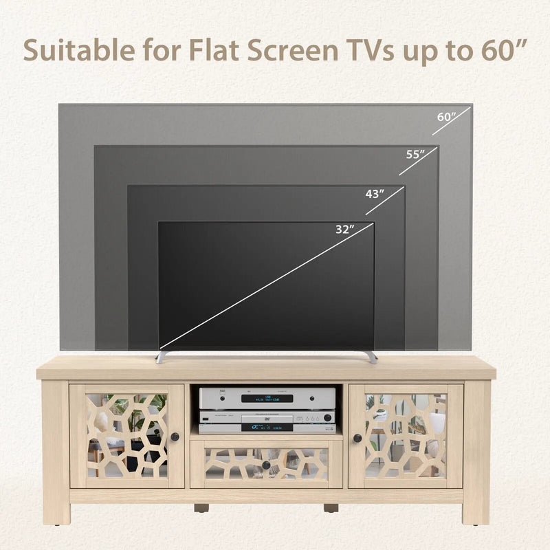 55 Inch Retro TV Stand Media Entertainment Center with Mirror Doors and Drawer by DirectDeals