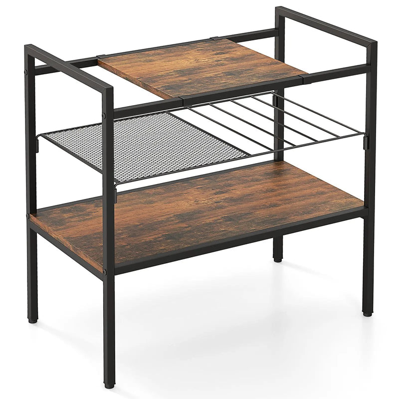 Industrial Entryway Table with Removable Panel and Mesh Shelf by DirectDeals