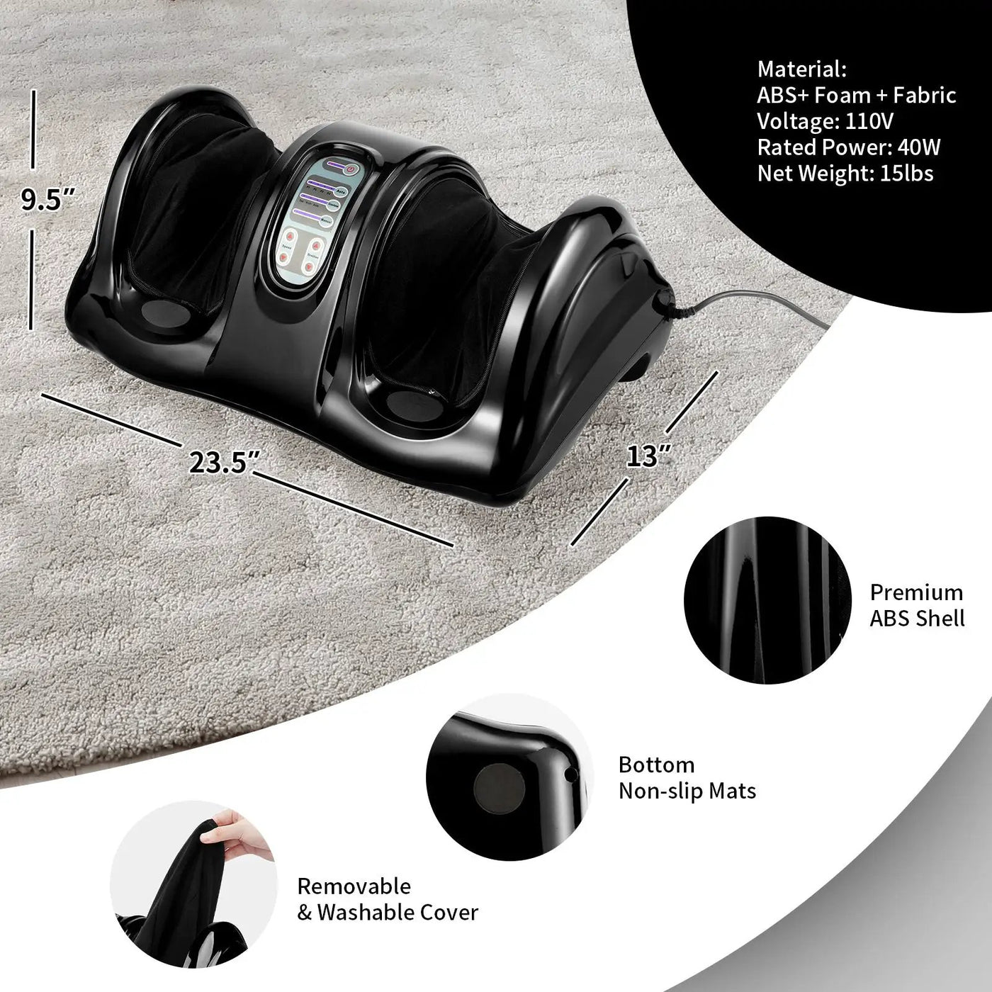 Therapeutic Shiatsu Foot Massager with High Intensity Rollers by DirectDeals
