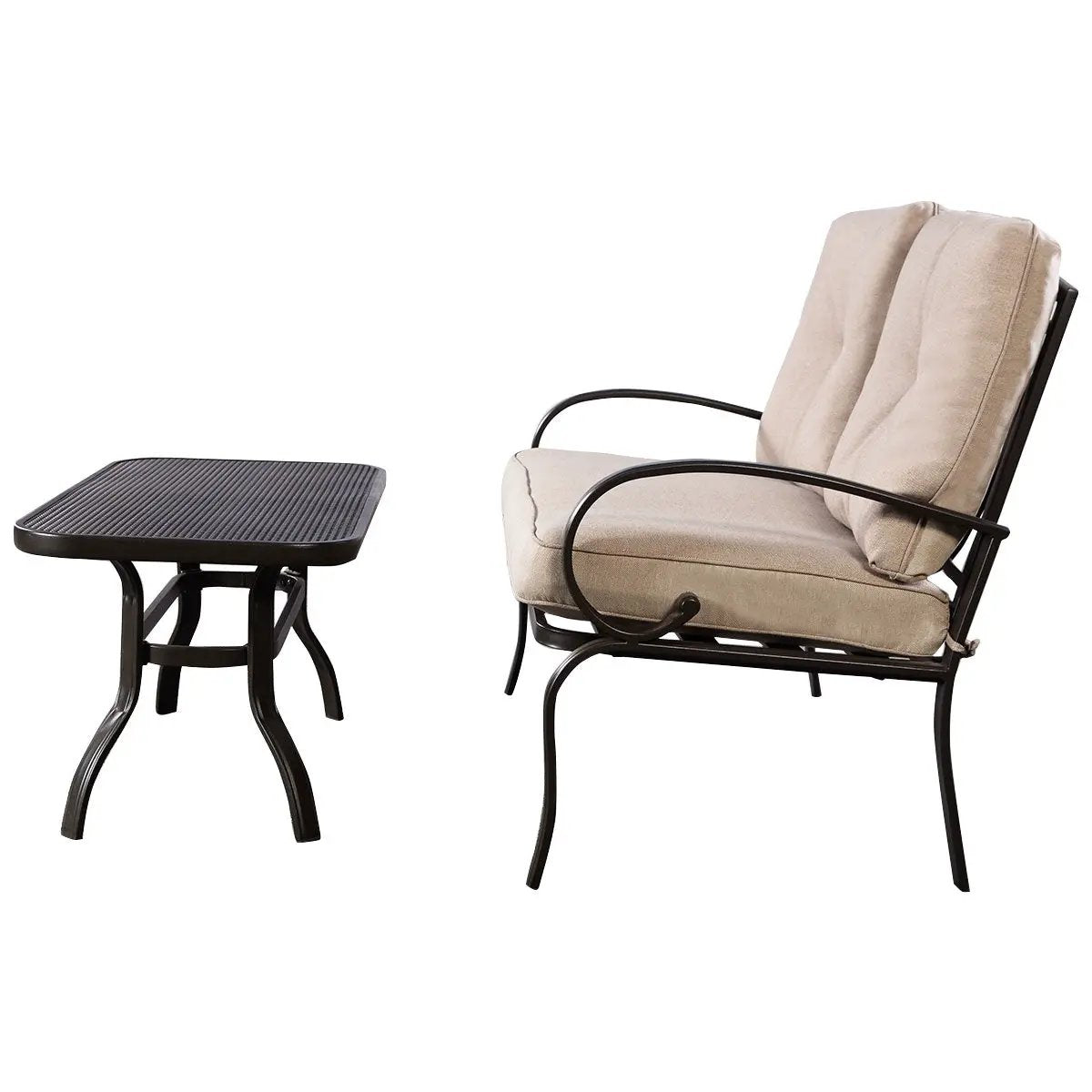 2 Pieces Patio Outdoor Cushioned Coffee Table Seat by DirectDeals