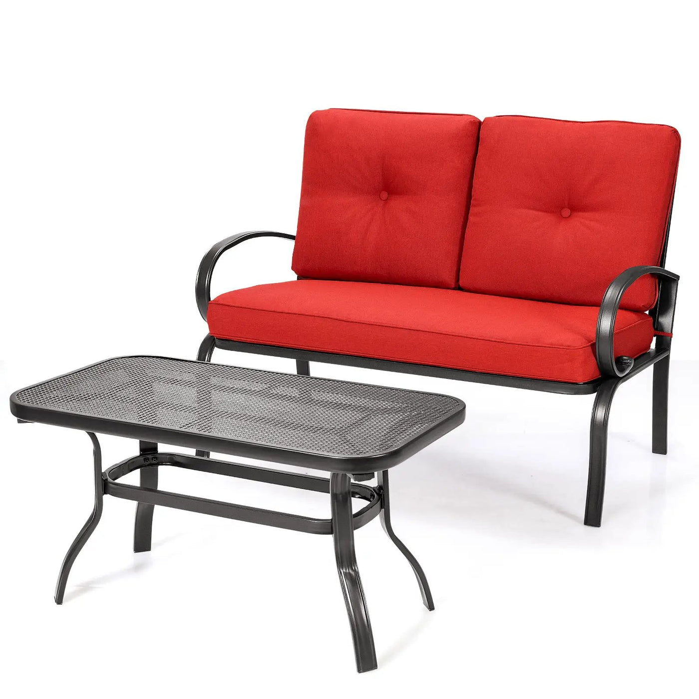 2 Pieces Patio Outdoor Cushioned Coffee Table Seat by DirectDeals