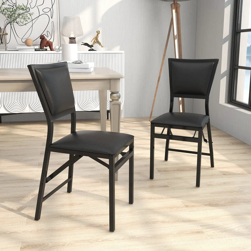 Set of 2 Metal Folding Dining Chair with Space Saving Design by DirectDeals