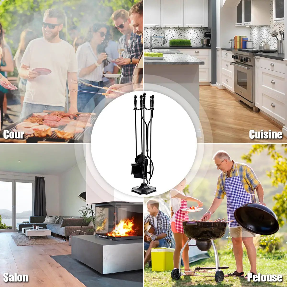 31 Inch 5 Pieces Hearth Fireplace Fire Tools Set by DirectDeals