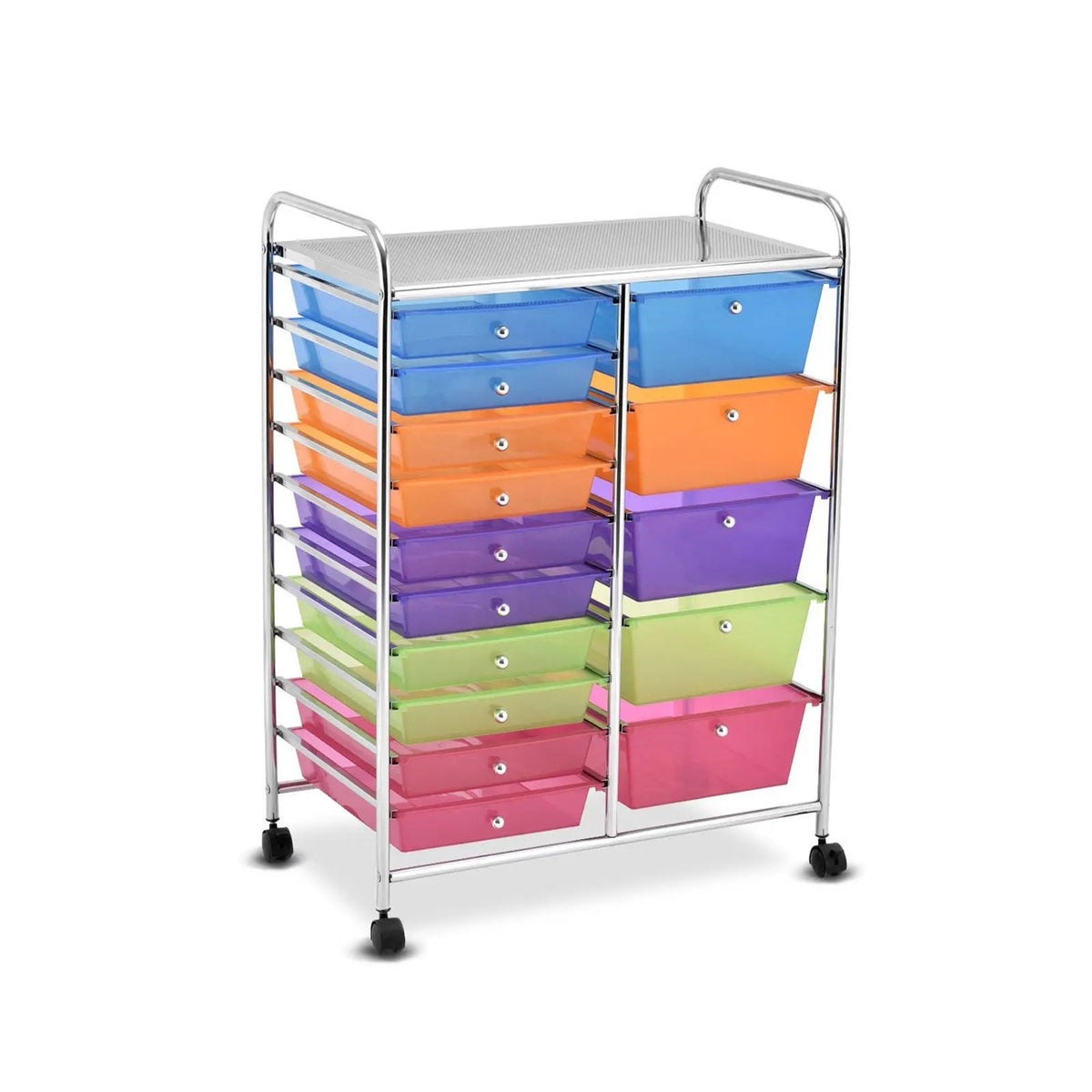 15-Drawer Utility Rolling Cart with Drawers Multi-Use Storage-Icecream Multicolor by DirectDeals