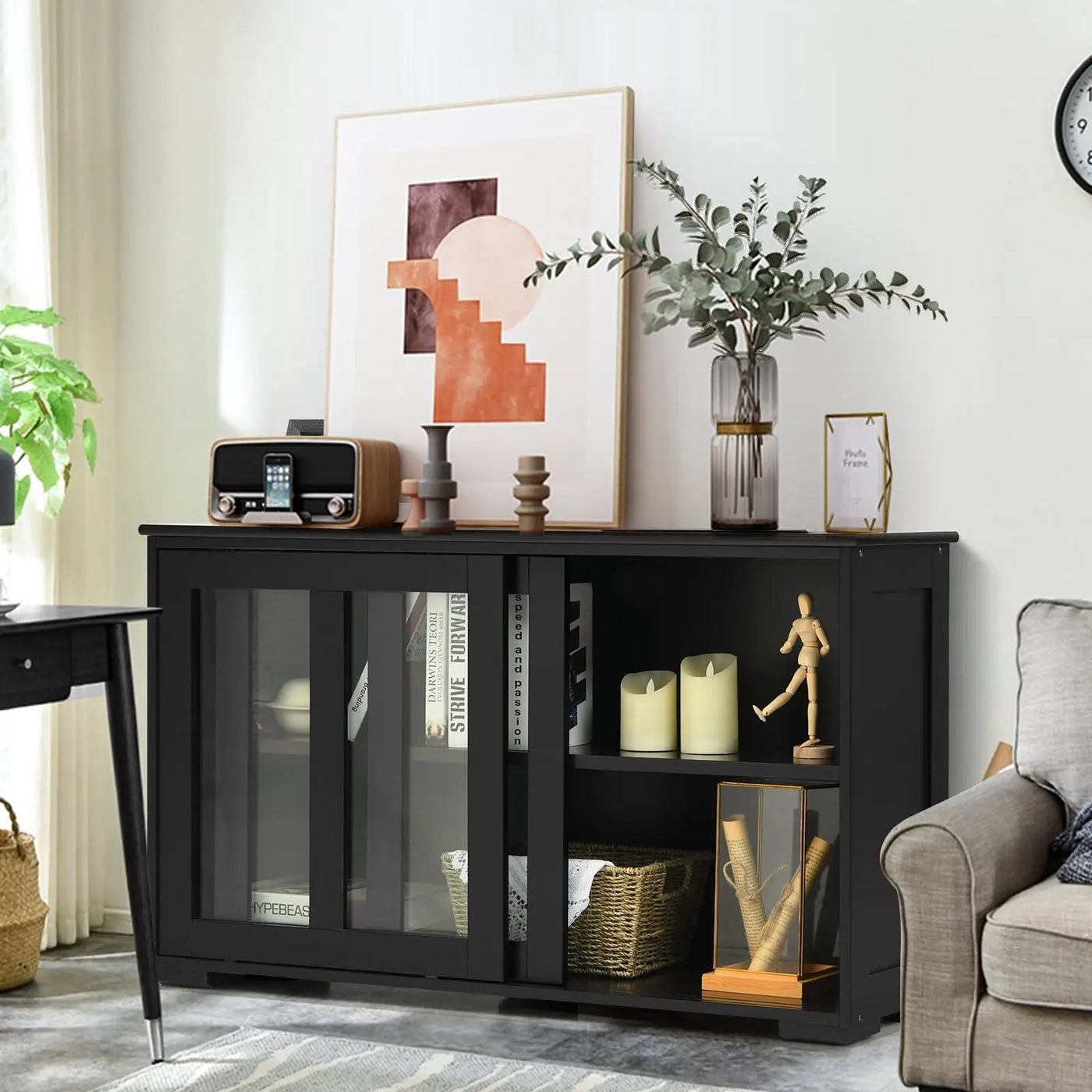 Sideboard Buffet Cupboard Storage Cabinet with Sliding Door by DirectDeals