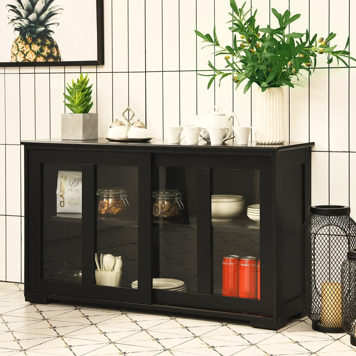 Sideboard Buffet Cupboard Storage Cabinet with Sliding Door by DirectDeals