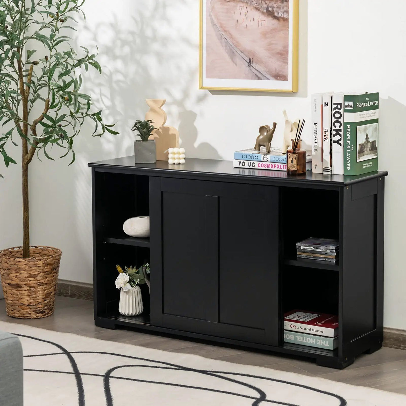 Kitchen Storage Cabinet with Wood Sliding Door by DirectDeals