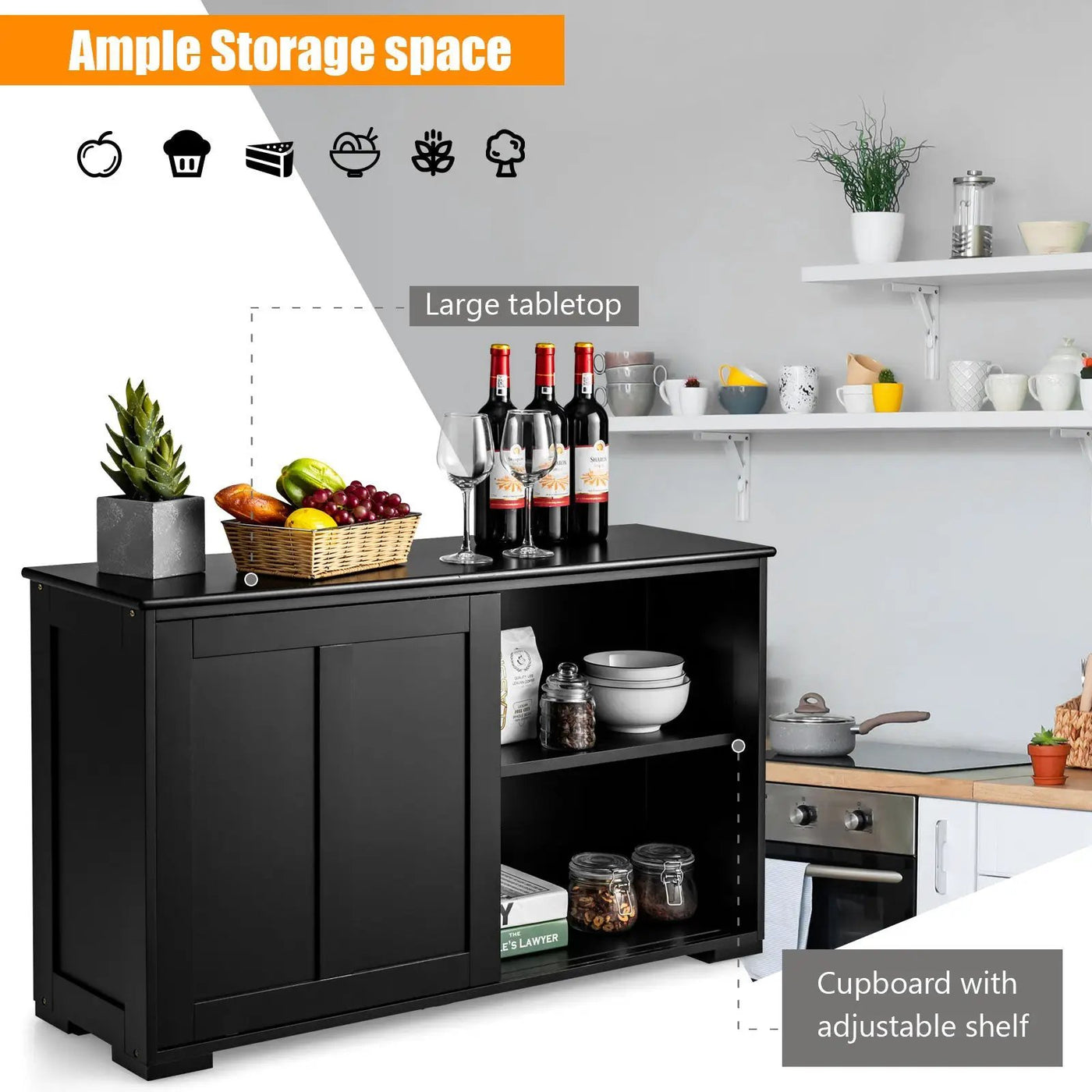 Kitchen Storage Cabinet with Wood Sliding Door by DirectDeals