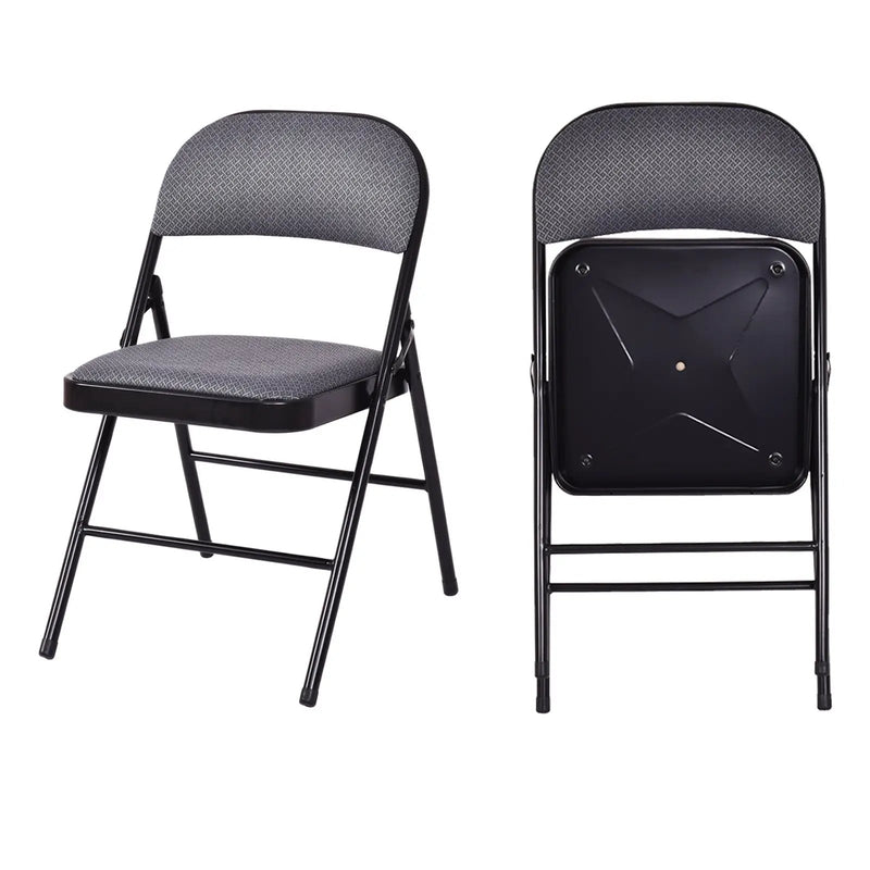 4 Pieces Fabric Upholstered Padded Seat Folding Chairs Seet by DirectDeals