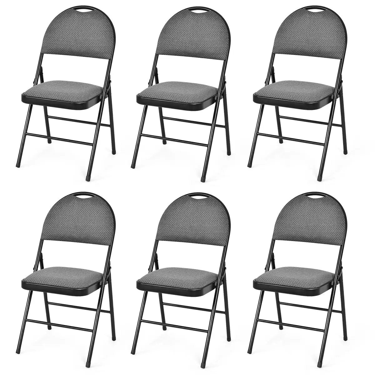 Set of 6 Folding Fabric Upholstered Metal Chairs by DirectDeals