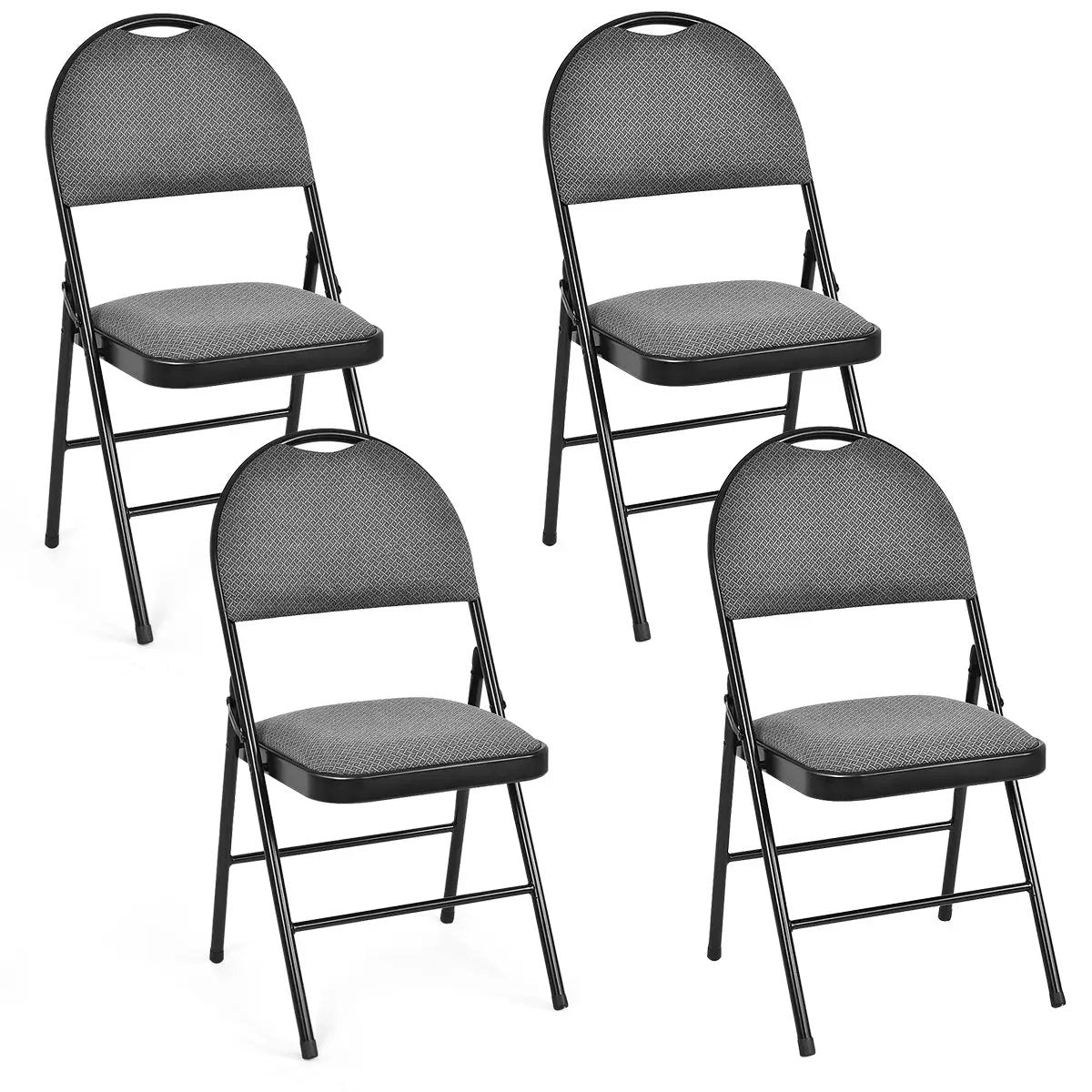 2/4 Pieces Padded Folding Dining Chairs with Backrest by DirectDeals
