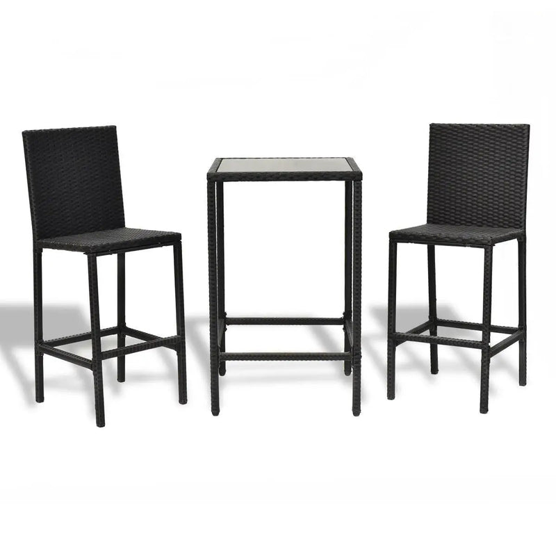 3 Pieces Rattan Outdoor Dining Table and Barstools Set by DirectDeals