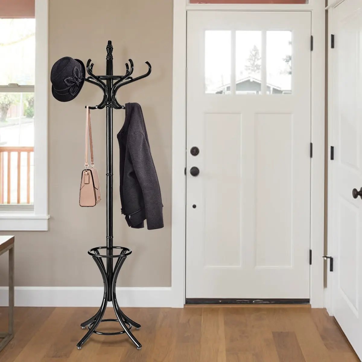 Wood Standing Hat Coat Rack with Umbrella Stand by DirectDeals