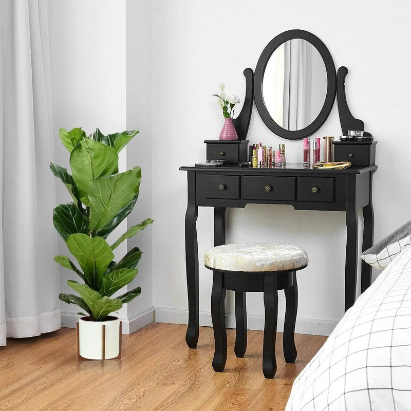 Vanity Makeup Table Set Bedroom Furniture with Padded Stool by DirectDeals