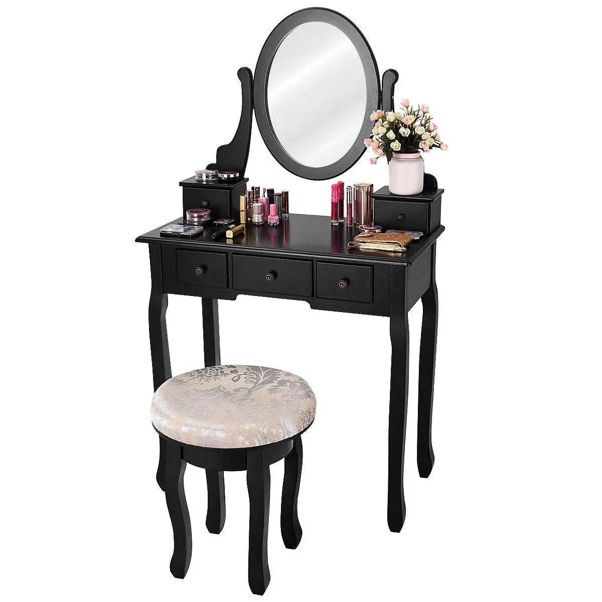 Vanity Makeup Table Set Bedroom Furniture with Padded Stool by DirectDeals
