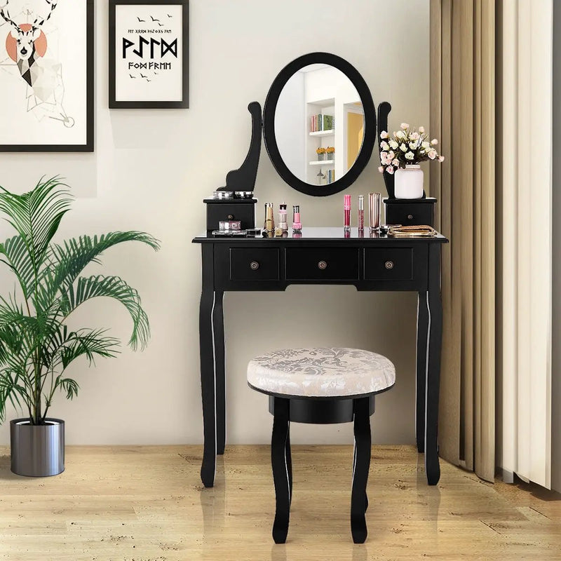 Vanity Makeup Table Set Bedroom Furniture with Padded Stool by DirectDeals