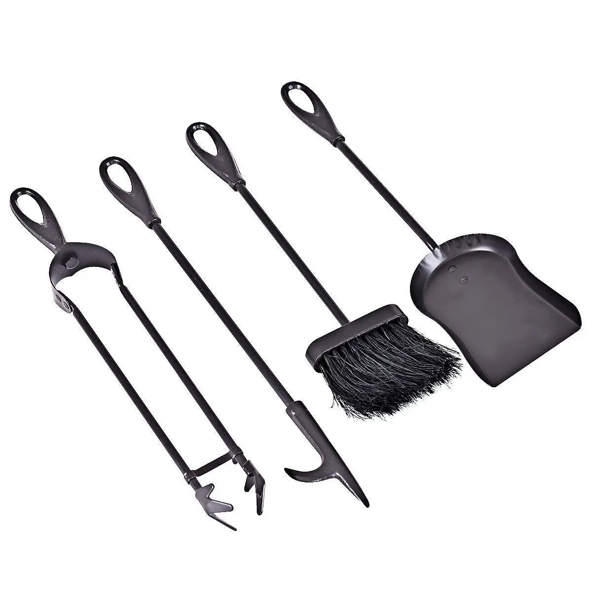 5 Pieces Rustic Heavy Duty Compact Wrought Iron Fireplace Tools Set by DirectDeals