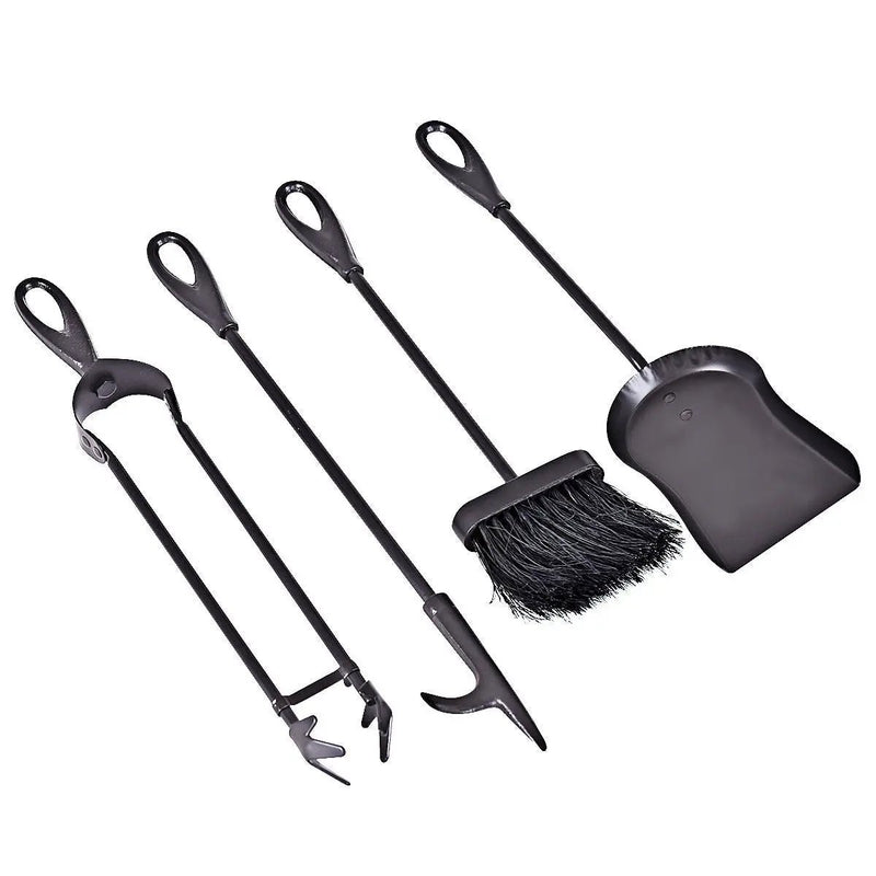 5 Pieces Rustic Heavy Duty Compact Wrought Iron Fireplace Tools Set by DirectDeals