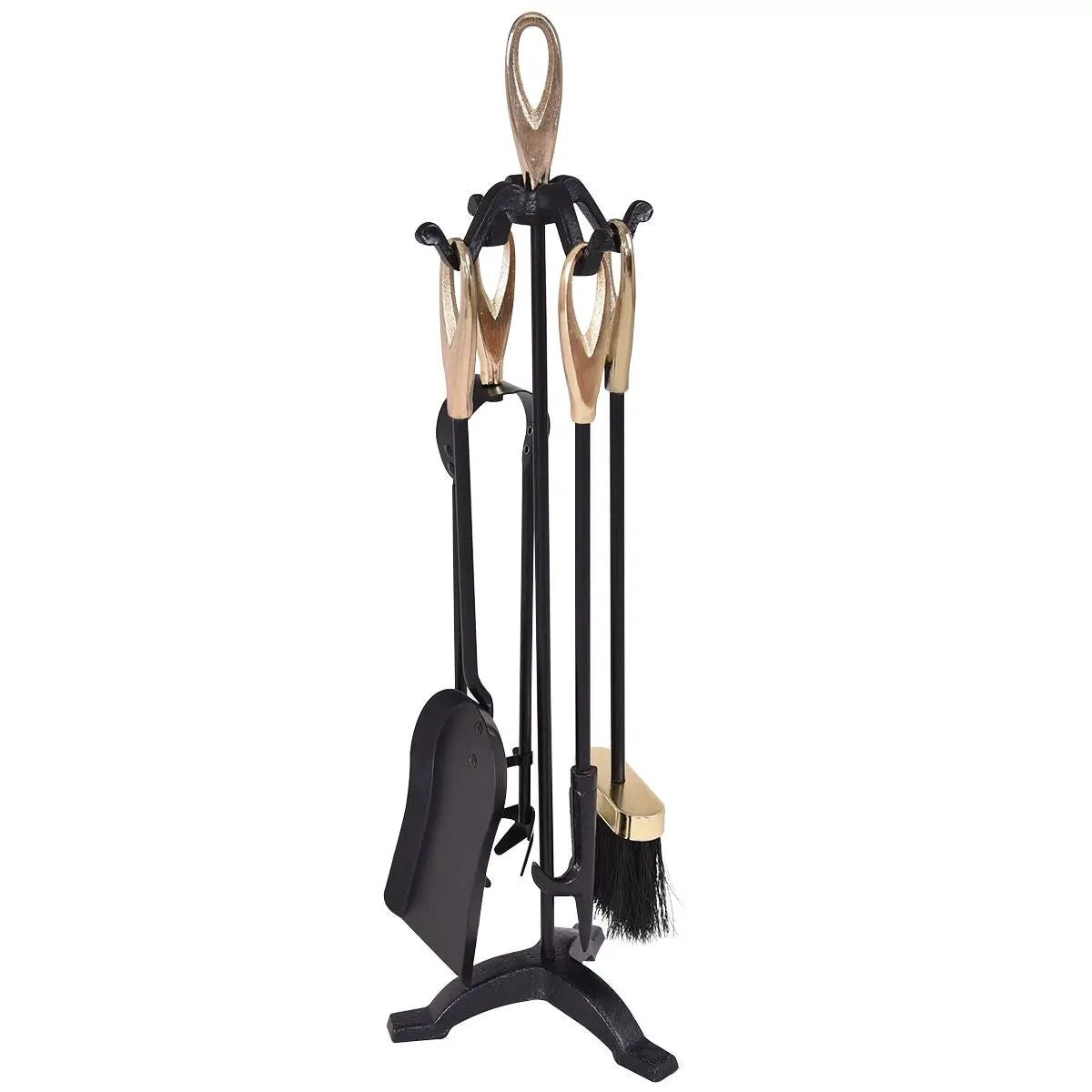 5 Pieces Rustic Heavy Duty Compact Wrought Iron Fireplace Tools Set by DirectDeals